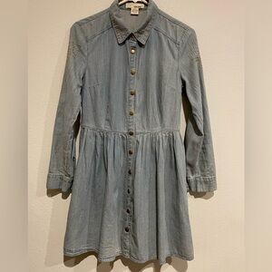 Sans Souci light Denim snap up dress with gold embellishments. Size S